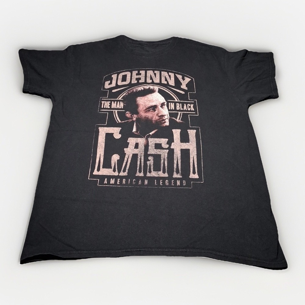 Johnny Cash The Man In Black American Legend Graphic Tee Black Mens Large